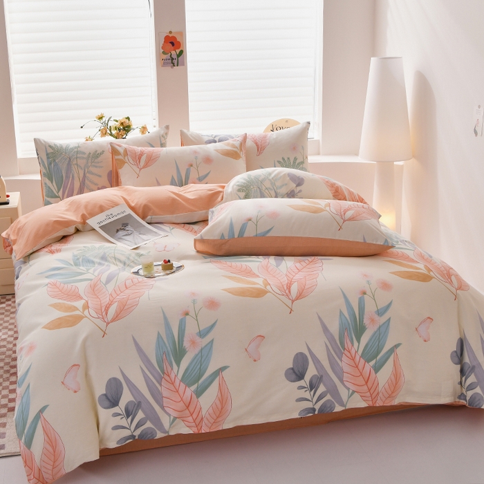 91家纺网 家纺一手货源 找家纺 宇彬家纺 2026直播新款13070全棉纯棉印花单双人被套喷气小清新简约热款学生被罩 花曳