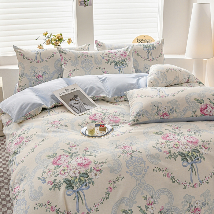 91家纺网 家纺一手货源 找家纺 宇彬家纺 2026直播新款13070全棉纯棉印花单双人被套喷气小清新简约热款学生被罩 琉璃如梦