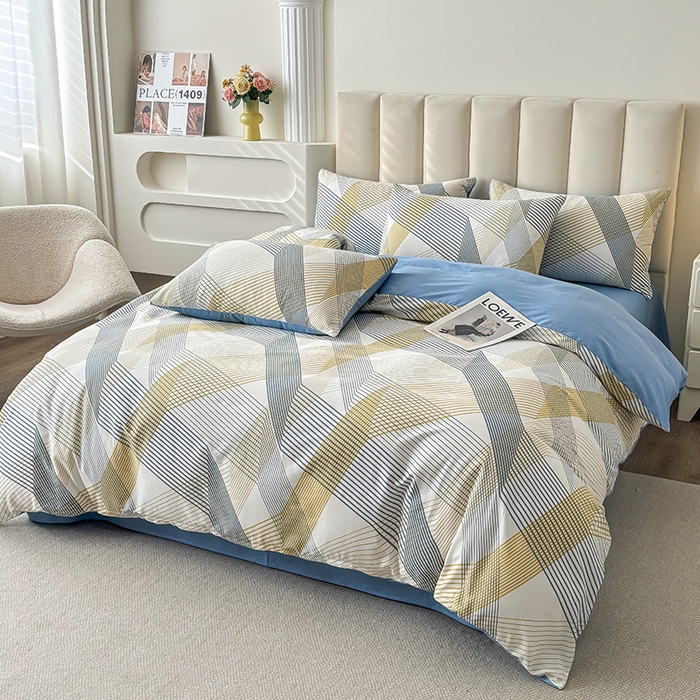 91家纺网 家纺一手货源 找家纺 宇彬家纺 2026直播新款13070全棉纯棉印花单双人被套喷气小清新简约热款学生被罩 简约生活