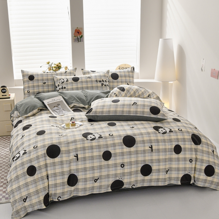 91家纺网 家纺一手货源 找家纺 宇彬家纺 2026直播新款13070全棉纯棉印花单双人被套喷气小清新简约热款学生被罩 琉璃熊猫