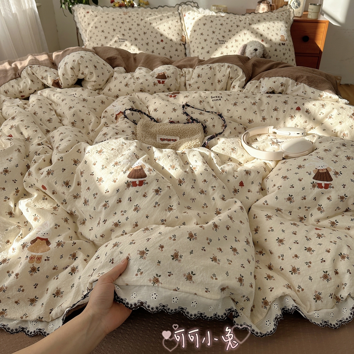 91家纺网 家纺一手货源 找家纺 （总）顾里家纺 2026新款法式复古花边三层纱四件套（会员-2元）