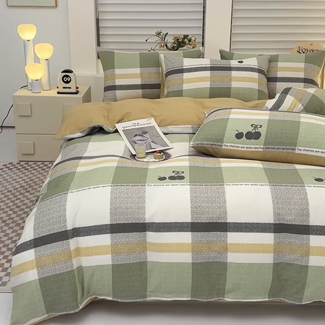 91家纺网 家纺一手货源 找家纺 宇彬家纺 2026直播新款13070全棉纯棉印花单双人被套喷气小清新简约热款学生被罩 洛卡