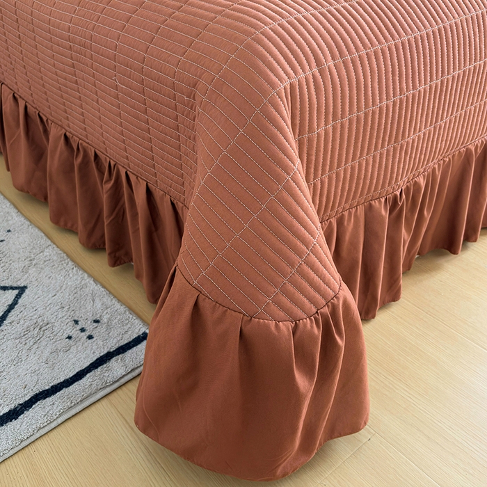 91家纺网 家纺一手货源 找家纺 锦格家纺 2026春夏新款古法水洗棉花边床盖款四件套 幸福加马