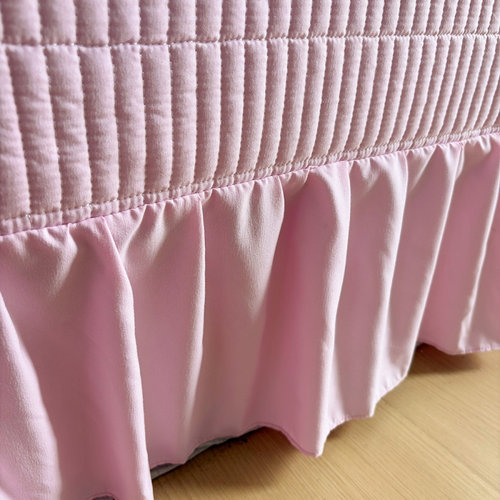 91家纺网 家纺一手货源 找家纺 锦格家纺 2026春夏新款古法水洗棉花边床盖款四件套 樱花落