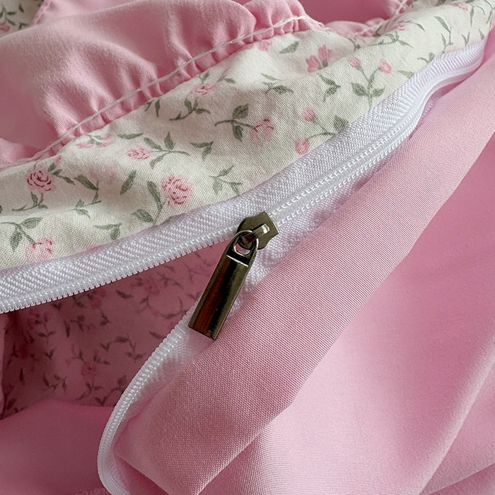 91家纺网 家纺一手货源 找家纺 锦格家纺 2026春夏新款古法水洗棉花边床盖款四件套 樱花落