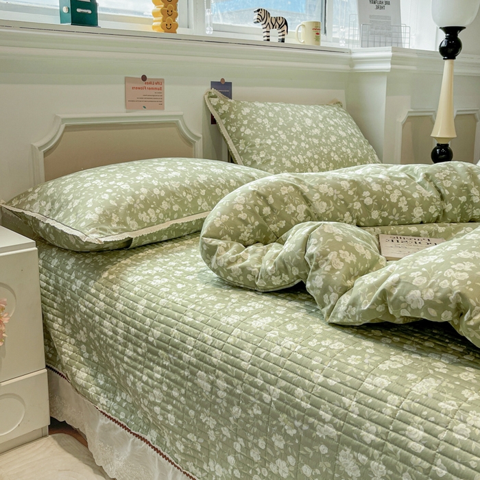 91家纺网 家纺一手货源 找家纺 简一 2026新款全棉床盖四件套 海棠烟雨