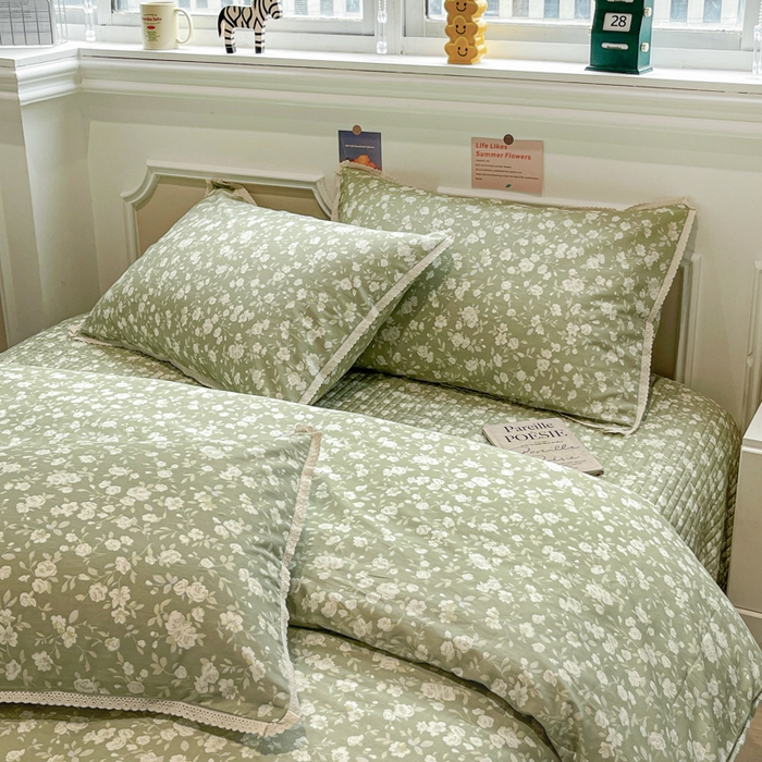 91家纺网 家纺一手货源 找家纺 简一 2026新款全棉床盖四件套 海棠烟雨