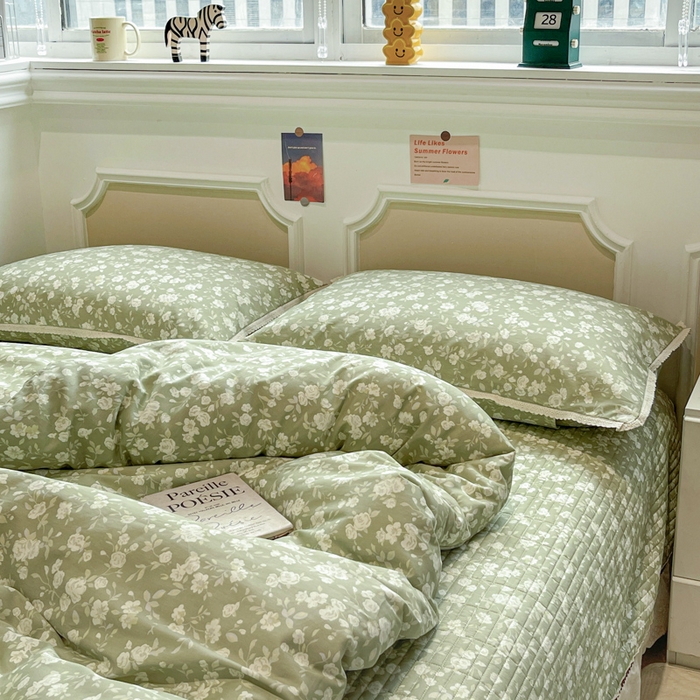 91家纺网 家纺一手货源 找家纺 简一 2026新款全棉床盖四件套 海棠烟雨