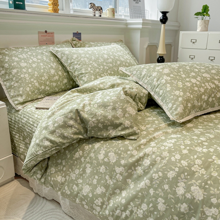 91家纺网 家纺一手货源 找家纺 简一 2026新款全棉床盖四件套 海棠烟雨