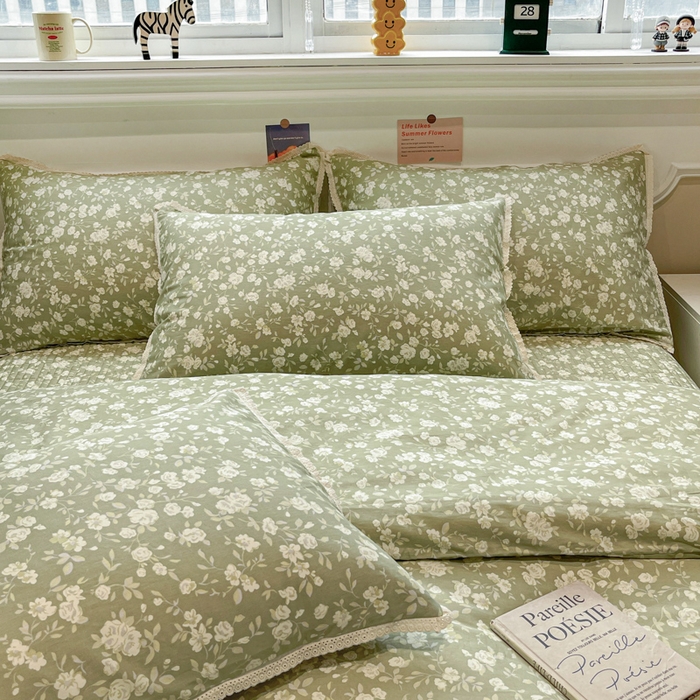 91家纺网 家纺一手货源 找家纺 简一 2026新款全棉床盖四件套 海棠烟雨