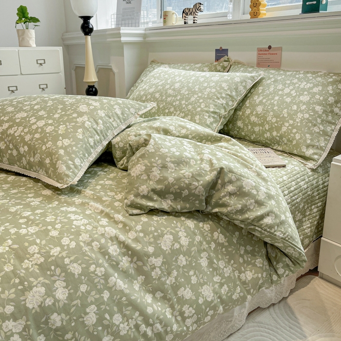 91家纺网 家纺一手货源 找家纺 简一 2026新款全棉床盖四件套 海棠烟雨