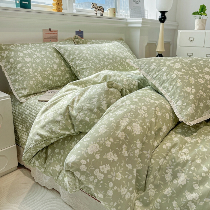 91家纺网 家纺一手货源 找家纺 简一 2026新款全棉床盖四件套 海棠烟雨