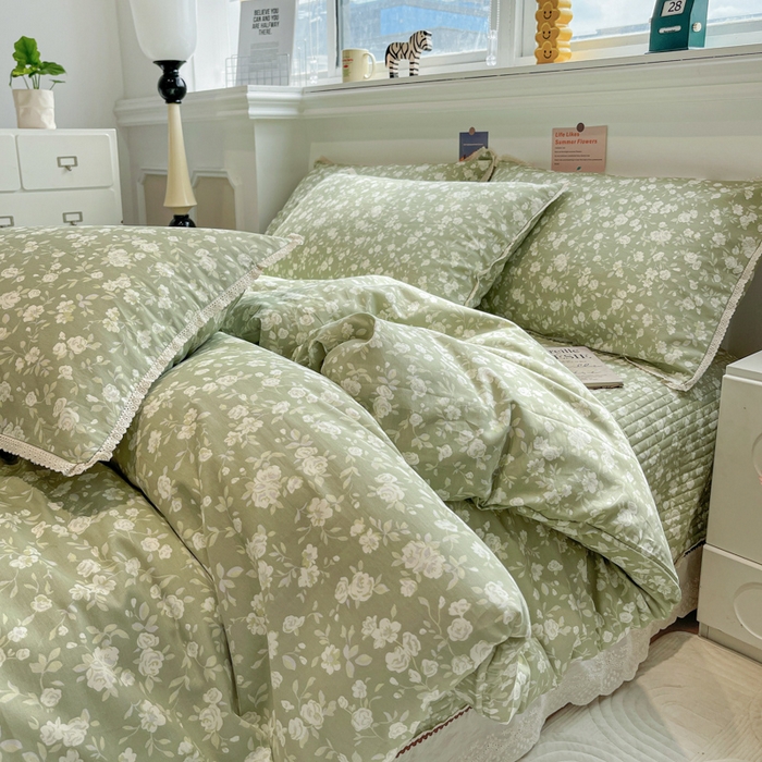 91家纺网 家纺一手货源 找家纺 简一 2026新款全棉床盖四件套 海棠烟雨