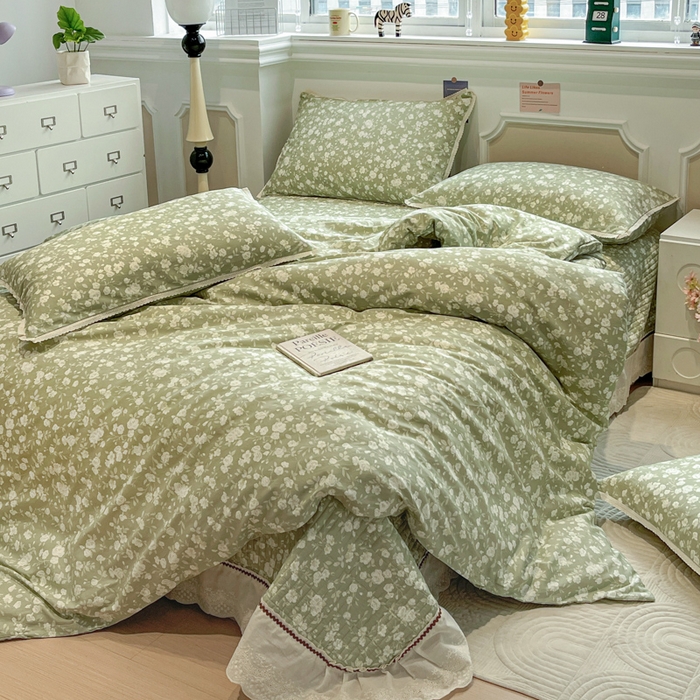 简一 2026新款全棉床盖四件套 海棠烟雨