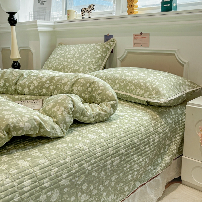 91家纺网 家纺一手货源 找家纺 简一 2026新款全棉床盖四件套 海棠烟雨