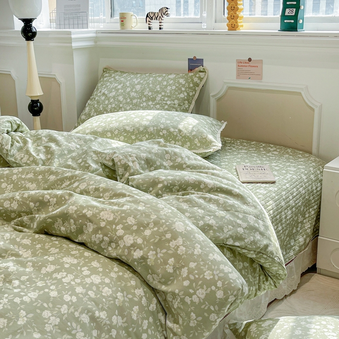 91家纺网 家纺一手货源 找家纺 简一 2026新款全棉床盖四件套 海棠烟雨