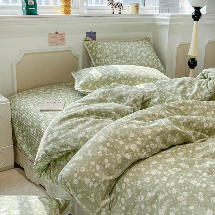 91家纺网 家纺一手货源 找家纺 简一 2026新款全棉床盖四件套 海棠烟雨