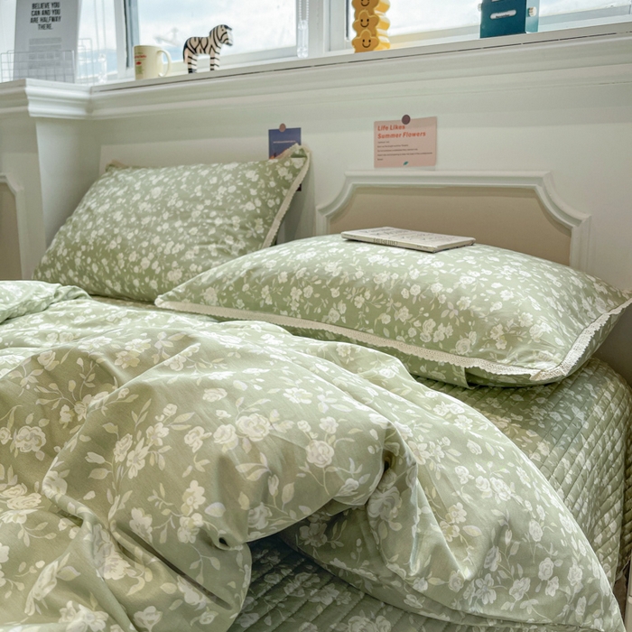 91家纺网 家纺一手货源 找家纺 简一 2026新款全棉床盖四件套 海棠烟雨