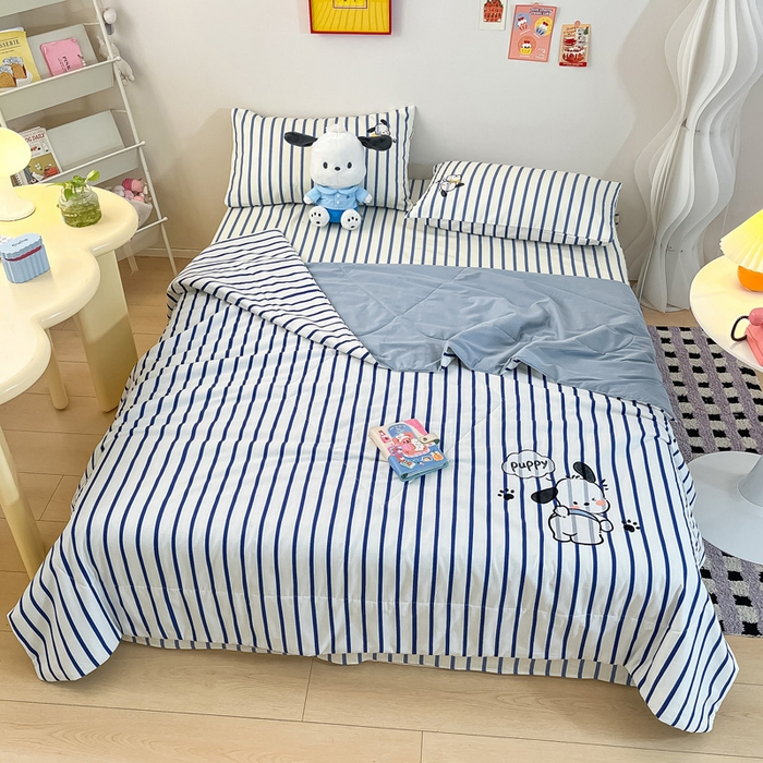 91家纺网 家纺一手货源 找家纺 雅居纺家纺 2026新款全棉绣花夏被夏凉被空调被可配同款老粗布四件套 夏被-Happy小狗