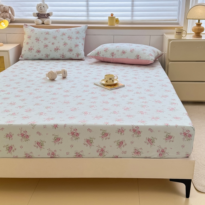 91家纺网 家纺一手货源 找家纺 （总）爱多多家居 2026新款针织棉双层纱床笠 床笠三件套 