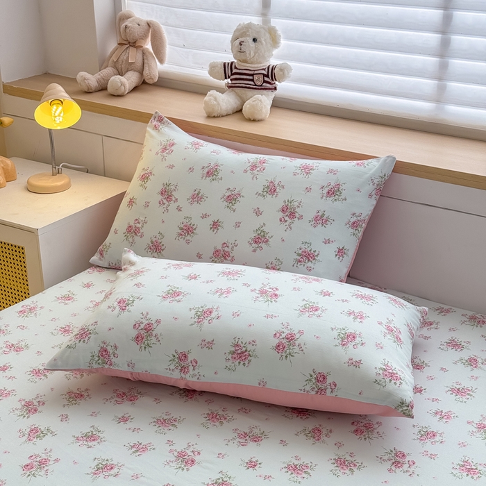 91家纺网 家纺一手货源 找家纺 （总）爱多多家居 2026新款针织棉双层纱床笠 床笠三件套 