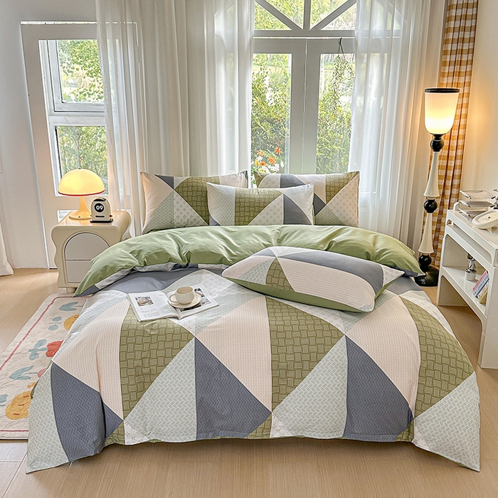 91家纺网 家纺一手货源 找家纺 宇彬家纺 2026直播新款13070全棉纯棉印花单双人被套喷气小清新简约热款学生被罩 伯爵