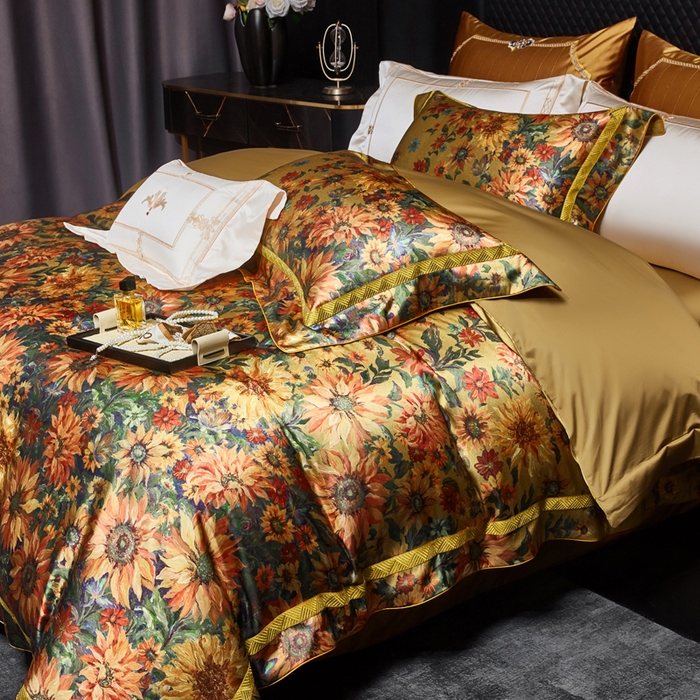 91家纺网 家纺一手货源 找家纺 （总）至爱今生 2026新款数码印花长绒棉四件套-向阳花开