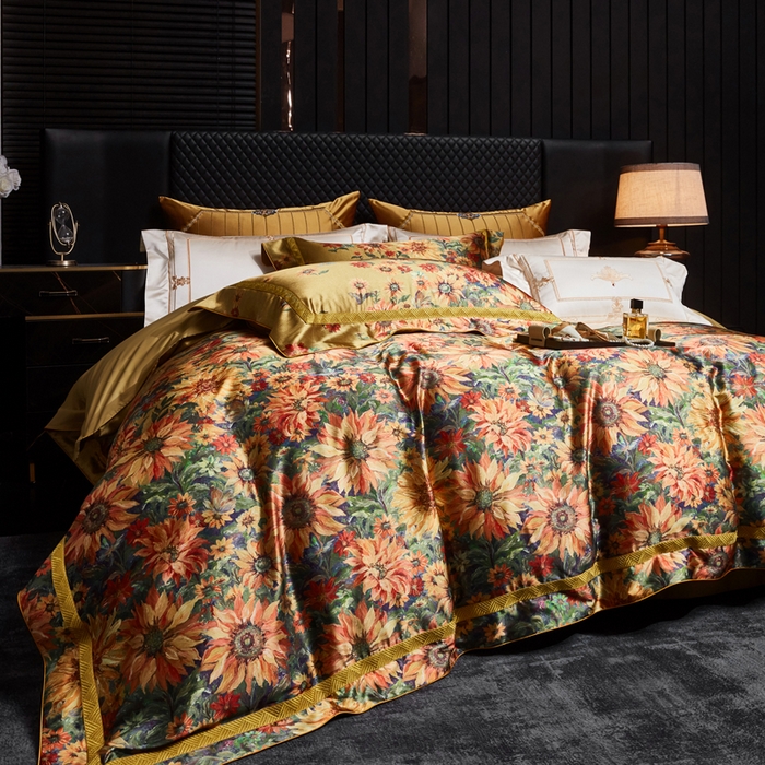 91家纺网 家纺一手货源 找家纺 （总）至爱今生 2026新款数码印花长绒棉四件套-向阳花开