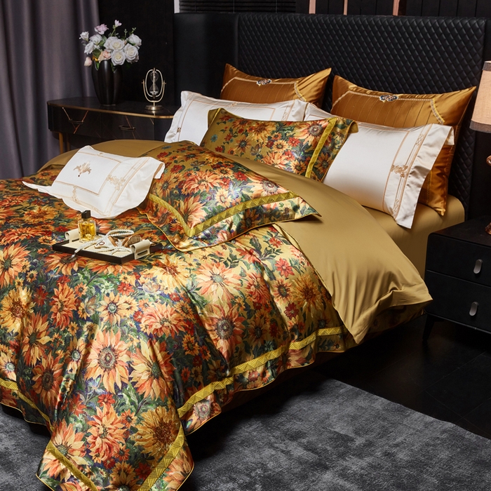 91家纺网 家纺一手货源 找家纺 （总）至爱今生 2026新款数码印花长绒棉四件套-向阳花开