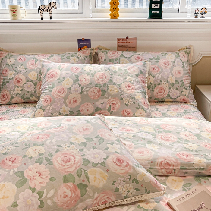 91家纺网 家纺一手货源 找家纺 简一 2026新款全棉床盖四件套 花开朵朵