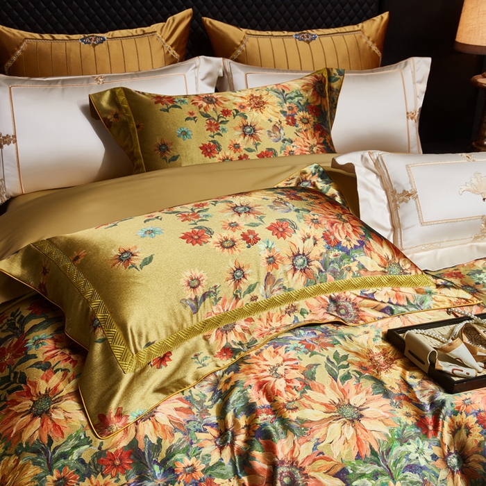 91家纺网 家纺一手货源 找家纺 （总）至爱今生 2026新款数码印花长绒棉四件套-向阳花开