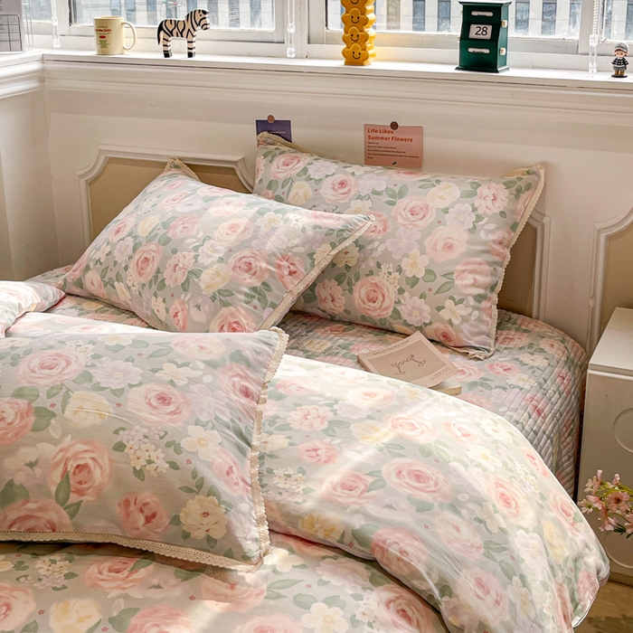 91家纺网 家纺一手货源 找家纺 简一 2026新款全棉床盖四件套 花开朵朵