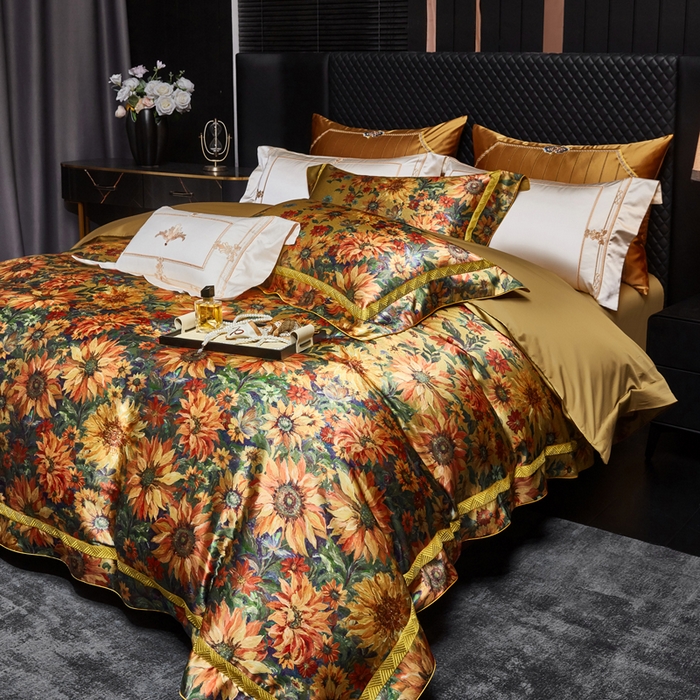 91家纺网 家纺一手货源 找家纺 （总）至爱今生 2026新款数码印花长绒棉四件套-向阳花开