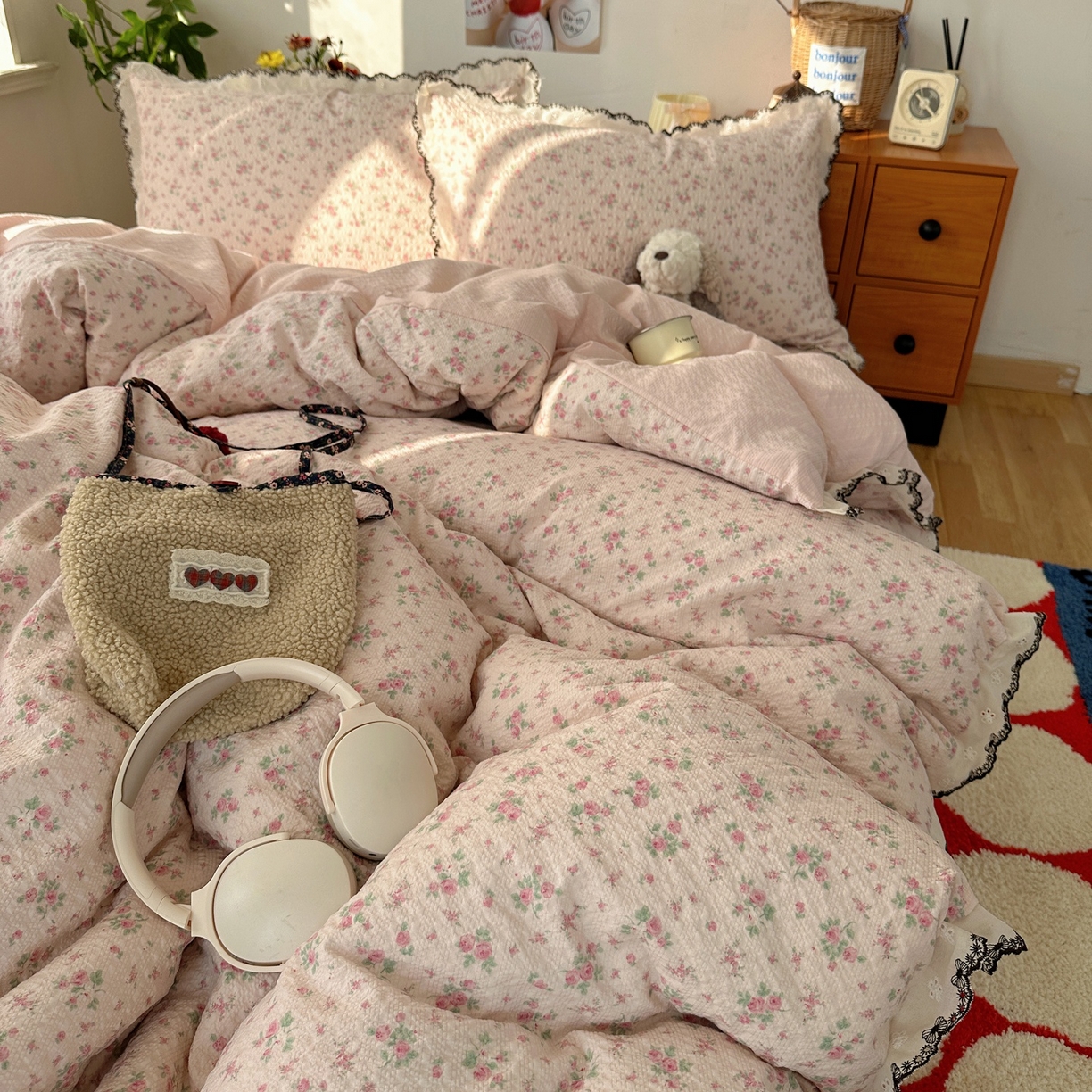 91家纺网 家纺一手货源 找家纺 顾里家纺 2026新款法式复古花边三层纱四件套（会员-2元） 告白手信