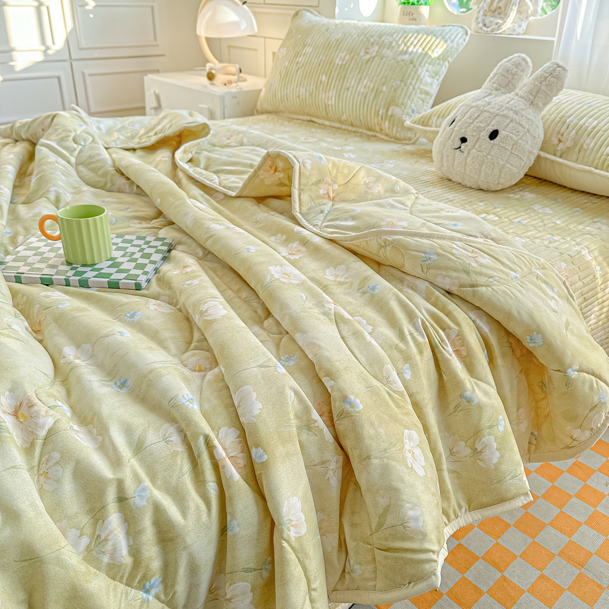 91家纺网 家纺一手货源 找家纺 （总）慕澄家纺 2026新款小清新印花水洗棉床盖夏被四件套