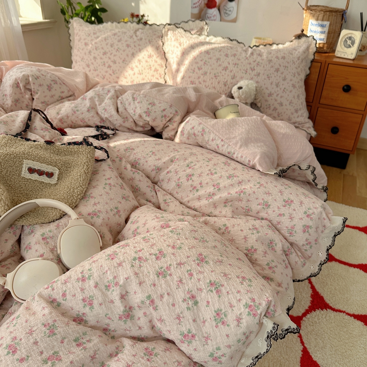 91家纺网 家纺一手货源 找家纺 顾里家纺 2026新款法式复古花边三层纱四件套（会员-2元） 告白手信