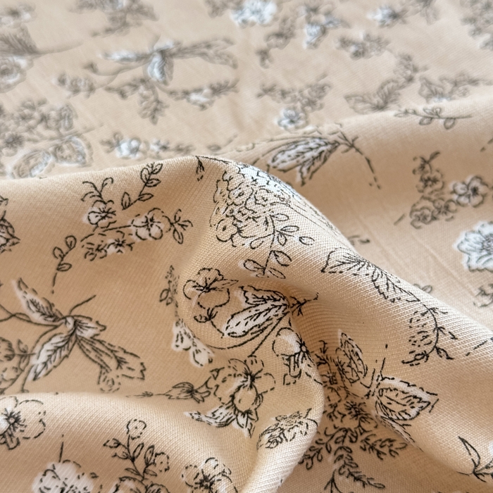 91家纺网 家纺一手货源 找家纺 爱多多家居 2026新款针织棉双层纱床笠 床笠三件套  床笠-花丛咖