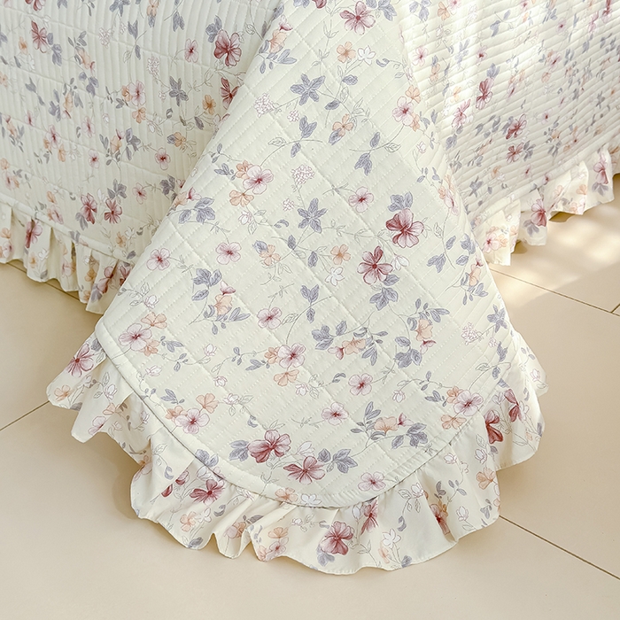 91家纺网 家纺一手货源 找家纺 归属 2026春夏新款古法仿棉单床盖床盖三件套 繁花入梦