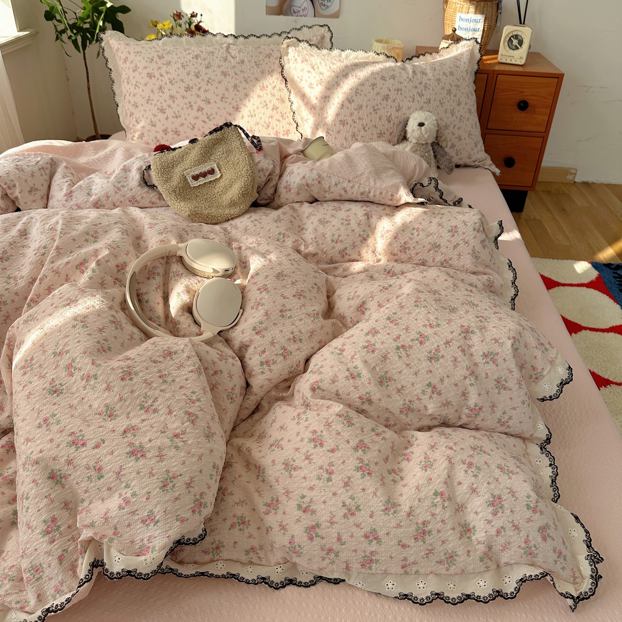 91家纺网 家纺一手货源 找家纺 顾里家纺 2026新款法式复古花边三层纱四件套（会员-2元） 告白手信