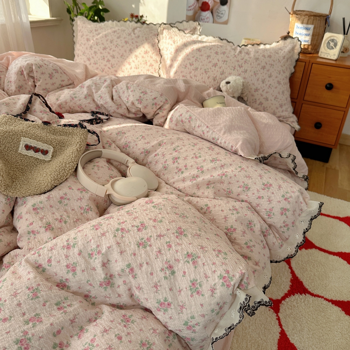 91家纺网 家纺一手货源 找家纺 顾里家纺 2026新款法式复古花边三层纱四件套（会员-2元） 告白手信