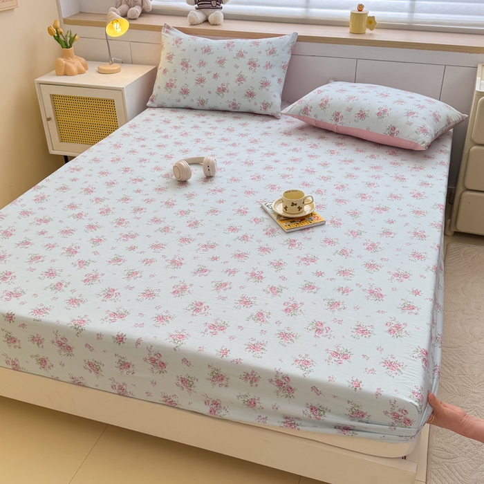 爱多多家居 2026新款针织棉双层纱床笠 床笠三件套  床笠-玫瑰花园