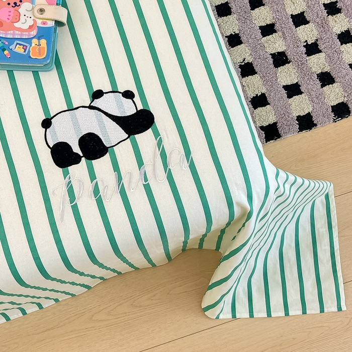 91家纺网 家纺一手货源 找家纺 雅居纺家纺 2026新款全棉绣花夏被夏凉被空调被可配同款老粗布四件套 夏被-萌仔熊猫