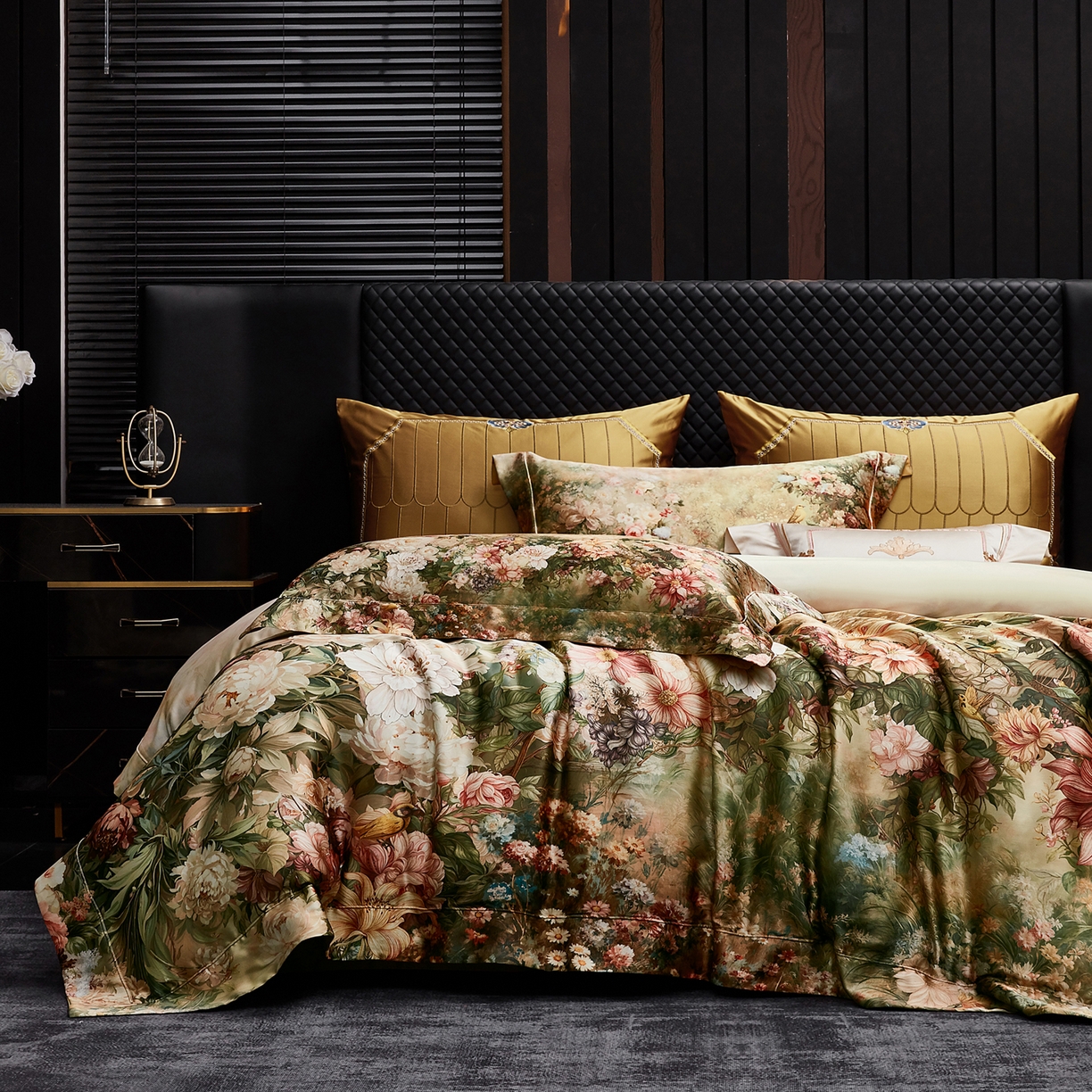 91家纺网 家纺一手货源 找家纺 至爱今生 2026新款数码印花长绒棉四件套-上喜 上喜-绿