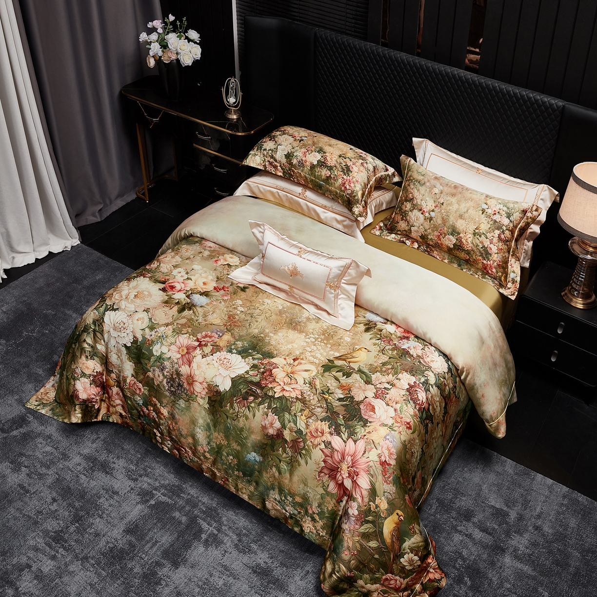 91家纺网 家纺一手货源 找家纺 至爱今生 2026新款数码印花长绒棉四件套-上喜 上喜-绿