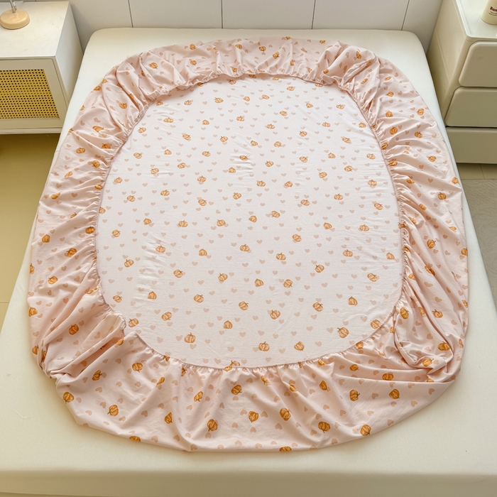 91家纺网 家纺一手货源 找家纺 爱多多家居 2026新款针织棉双层纱床笠 床笠三件套  床笠-南瓜派