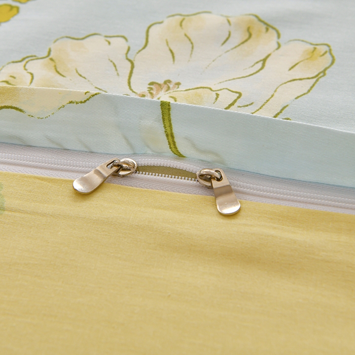 91家纺网 家纺一手货源 找家纺 宇彬家纺 2026直播新款13070全棉纯棉印花单双人被套喷气小清新简约热款学生被罩 花想容-蓝