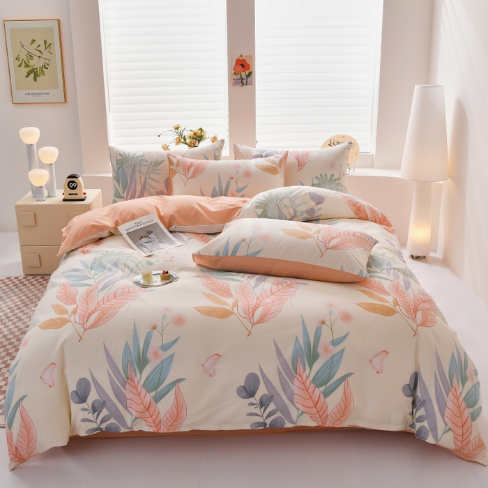 91家纺网 家纺一手货源 找家纺 宇彬家纺 2026直播新款13070全棉纯棉印花单双人被套喷气小清新简约热款学生被罩 花曳