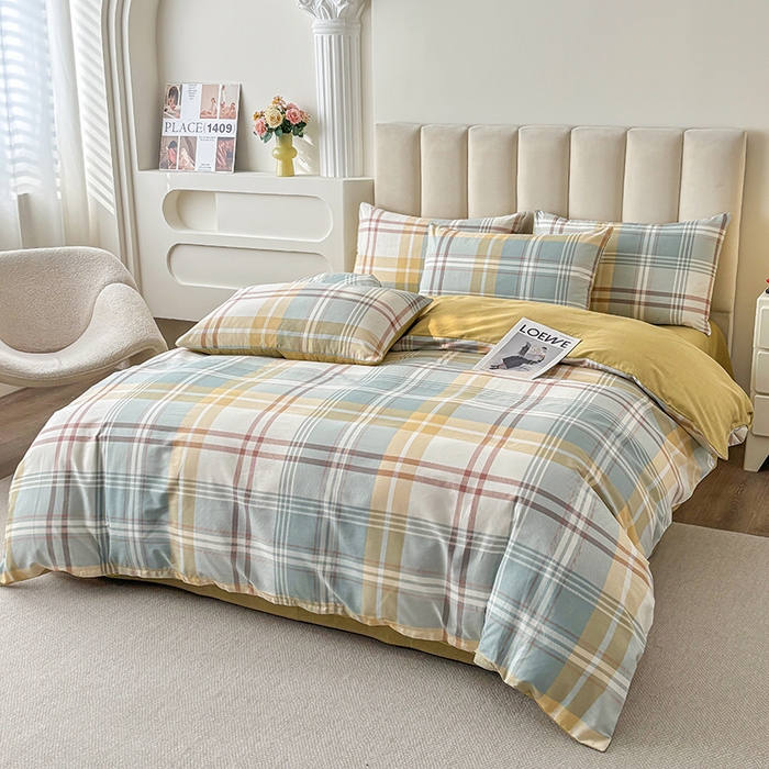 91家纺网 家纺一手货源 找家纺 宇彬家纺 2026直播新款13070全棉纯棉印花单双人被套喷气小清新简约热款学生被罩 飞亚-绿