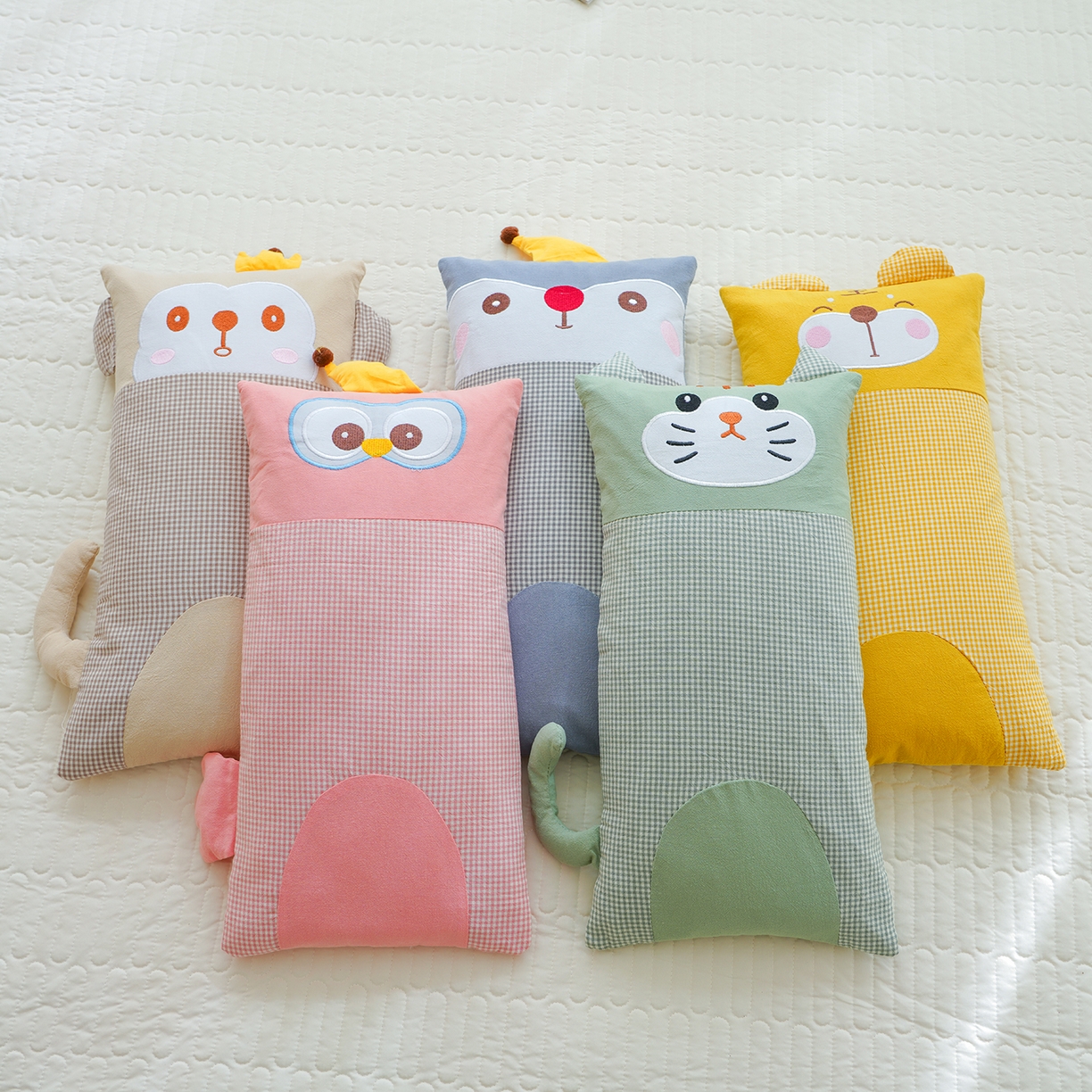 （总）蔻眠 全棉贴布绣卡通荞麦枕头儿童学生护颈椎枕芯