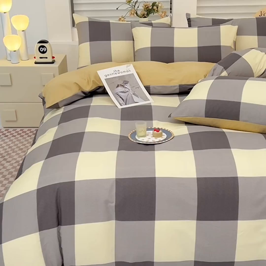 91家纺网 家纺一手货源 找家纺 宇彬家纺 2026直播新款13070全棉纯棉印花单双人被套喷气小清新简约热款学生被罩 典雅